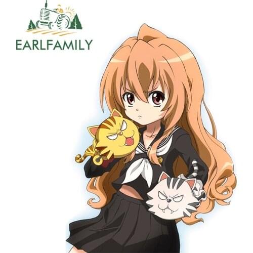 EARLFAMILY 13cm x 9.7cm for ToraDora Taiga Aisaka Car Stickers Waterproof Cute Decals Scratch-Proof Caravan Decor Vinyl Car Wrap