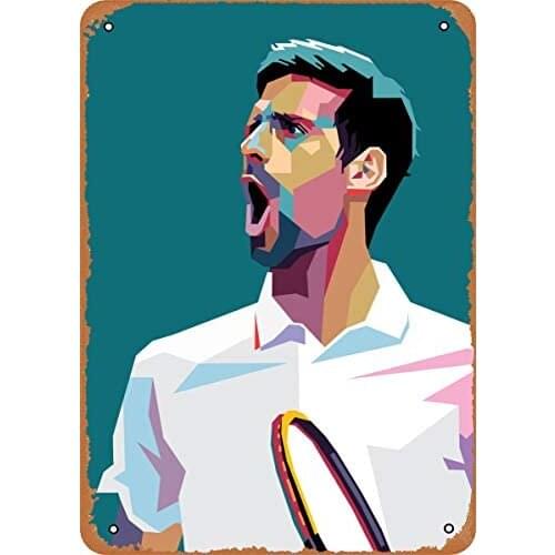 Fanzi Vintage Look Metal Sign Tennis Novak Djokovic 8"X12" Tin Plate Wall Decor