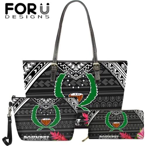 FORUDESIGNS 2021 Fashion Women Party Leather Handbag Wallet Large Capacity Shoulder Bags Polynesian Pohnpei Design Casual Totes