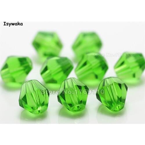Isywaka 38pcs Green Color 8mm Bicone Austria Crystal Beads charm Glass Beads Loose Spacer Bead for DIY Jewelry Making