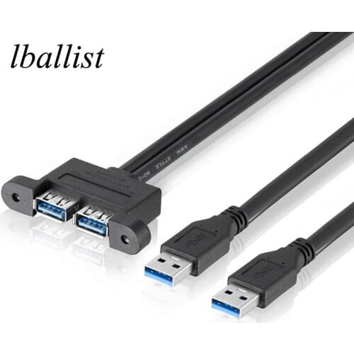 Lballist Dual USB 3.0 Male to Dual USB 3.0 Female USB3.0 Extension Cable 30cm 50cm 1m 1.5m 2m