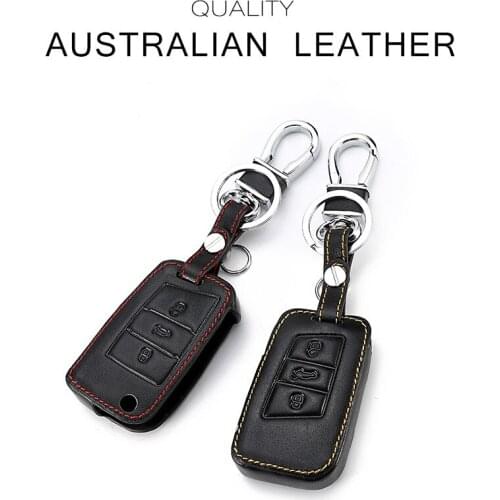 Leather Key Case For Car 3 Buttons Key Cover For Volkswagen Vw Passat B8 Golf 7 Gti R Mk7 Tiguan Car Key Cover