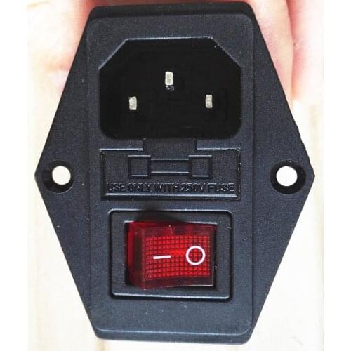 Red Rocker Switch Fused Power Socket Fuse Power Supply ON OFF Outlet Connector Plug for Spot Welder Machine Accessories