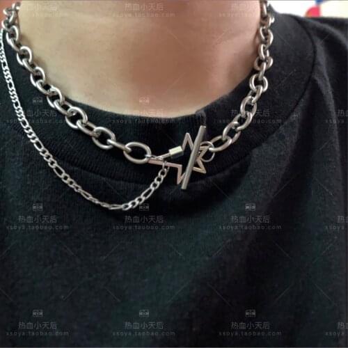 Cool Five-Pointed Star Front Buckle Necklace