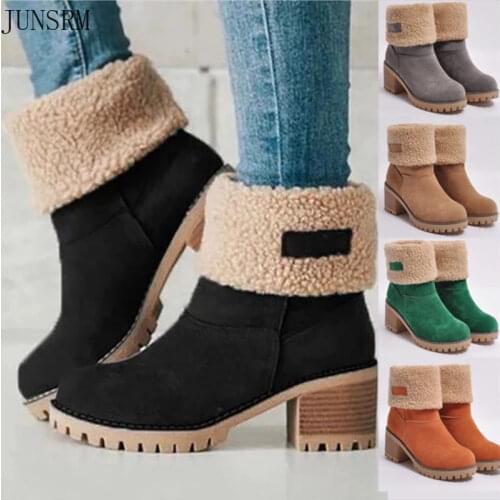 Hot suede anti-ski boots womens fur one-piece womens mid-tube cotton boots plus size womens shoes