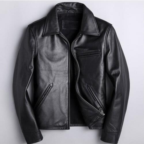 2020 Black Men Smart Casual Jacket Large Size XXXXL Genuine Cowhide Russian Autumn Slim Fit Natural Leather Coat