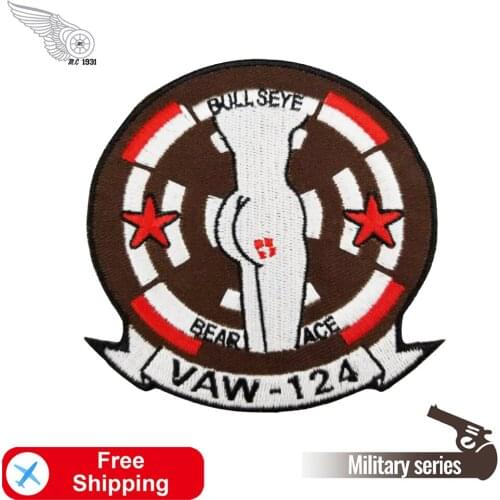 Bull Seye Bear Ace VAW-124 DIY Embroidered Patches Sexy Lady Biker Cool Iron on Patch for Clothing Twill Stripe Free Shipping