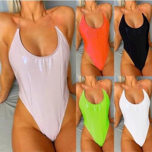 2021 New Bright Leather Bikini Explosion Model One-piece Swimsuit Cross-border Swimsuit Swimsuit Micro Bikini High Waist