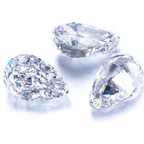 Hot Sale Wholesale White Color Cubic Zirconia Stones Pear Shape Synthetic Diamond Loose Gemstone