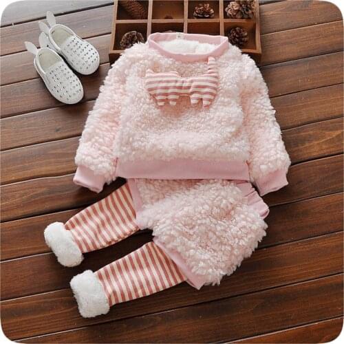 Fall winter baby girl clothing sets suits for newborn baby girl clothes 1st birthday babies outfits velvet cashmere sweater sets