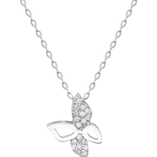 Certified Swarovski Cubic Zirconia Tiny Butterfly 925 Silver Necklace