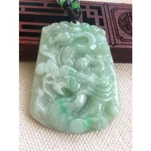 Natural Myanmar jade hand-carved dragon green jade pendant necklace pendants jadeite jade jewelry jade necklace for women men