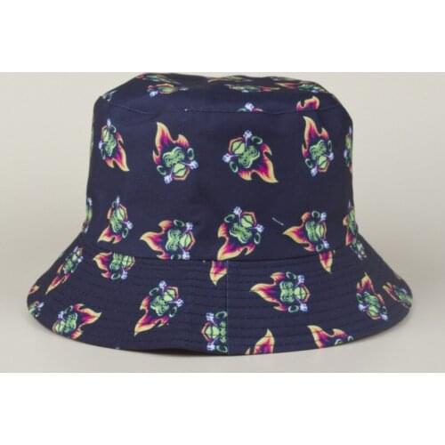 Double Side Funny Black Print Pattern Bucket Hat Unisex Fishing Hat Sun Summer Sunscreen Fisherman Panama Reversible Hip Hop Cap