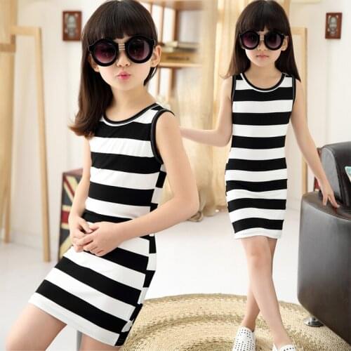 Girls dress 2019 Summer kids dresses for girls sheath striped princess dress vestidos girls clothes age 3-15Y