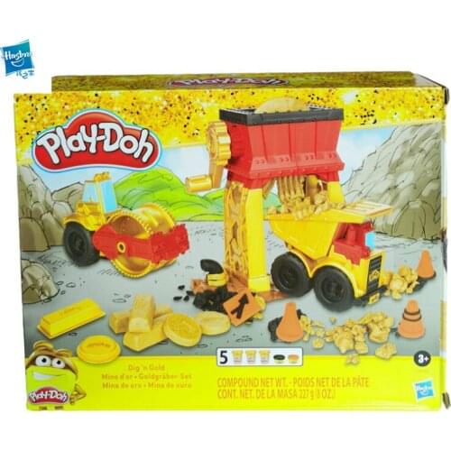 Pere colorful mud engineering car series gold excavator set childrens rubber mud clay toy E9436 Hasbro