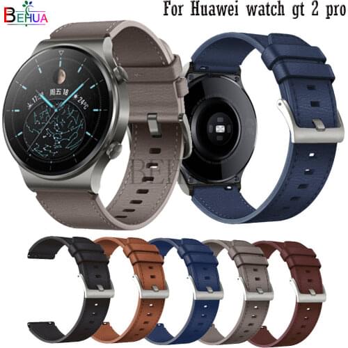 22mm Genuine Leather Strap Watchband For Huawei Watch GT 2 pro Original Wristband Quick Releas Bracelet For Samsung Galaxy 3 45m