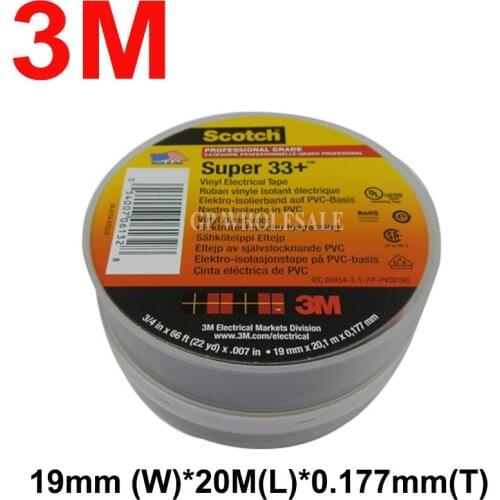 Scotch Super 33+ Premium Vinyl Electrical Tape 19mmX20m UL Listed & CSA Certified 19mm Width*20M length*0.177mm thick
