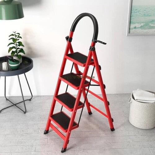 Telescopic Step Ladder Multifunctional Indoor Ladder Household Folding Ladder Thickened Carbon Steel Herringbone Ladder Mobile S
