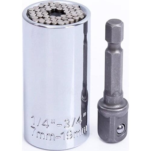 Universal Torque Wrench Set Socket Sleeve 7-19mm Power Drill Ratchet Bushing Spanner Key Magic Multi Hand Tools