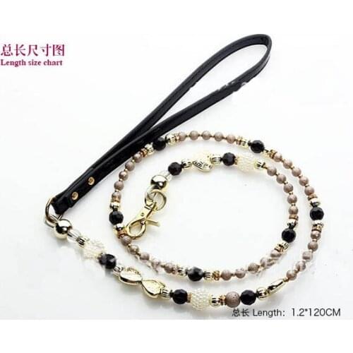 High-grade dogs cats black pearl leads pet dog cat outdoor walk fashion leash supplies doggy lead products pets accessory 1pcs