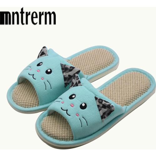 Mntrerm 2020 Slippers For Summer Cute Cartoon Women Soft Indoor Bowknot Cotton Slippers Home Anti-Slip Flat with Indoor Shoes