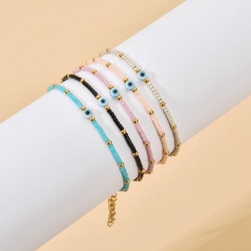 ZMZY Boho Thin Evil Eye Bracelets For Women Handmade Chain Bracelet Female Miyuki Beads Fashoin Cute Jewelry for Girls