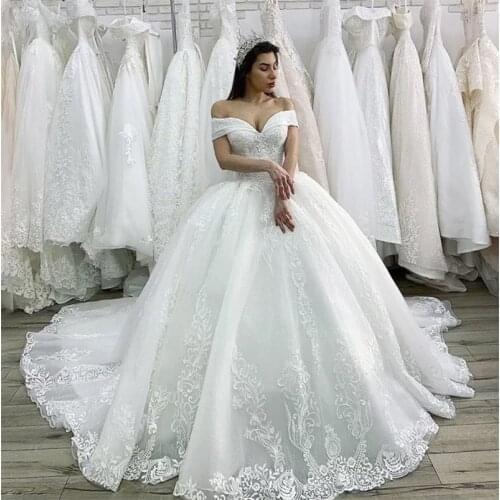 2021 Off Shoulder Short Sleeve Sweetheart Lace Simple Plain Lace-Up Wedding Dress Bride Gown Vestidos De Novia robe mariée