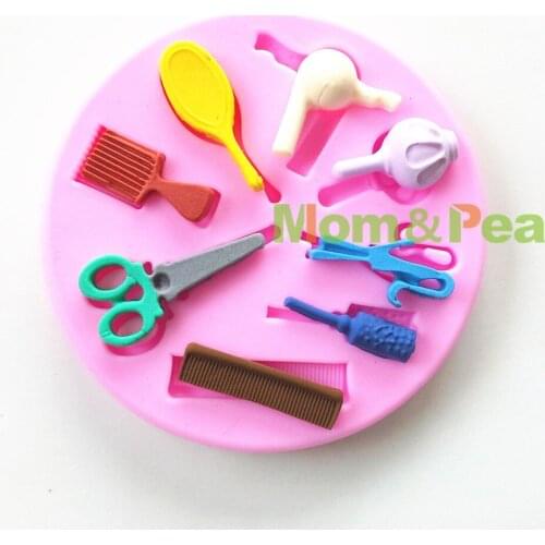 Mom&Pea 0634 Free Shipping Hair Tools Shaped Silicone Mold Cake Decoration Fondant Cake 3D Mold