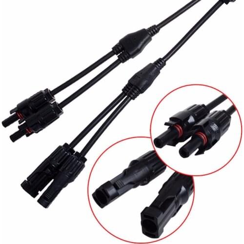 1pair x PV Y Branch parallel connect 2 branch Electrical Solar 30A 1000V PV Connector Panel Cable Wire Connection