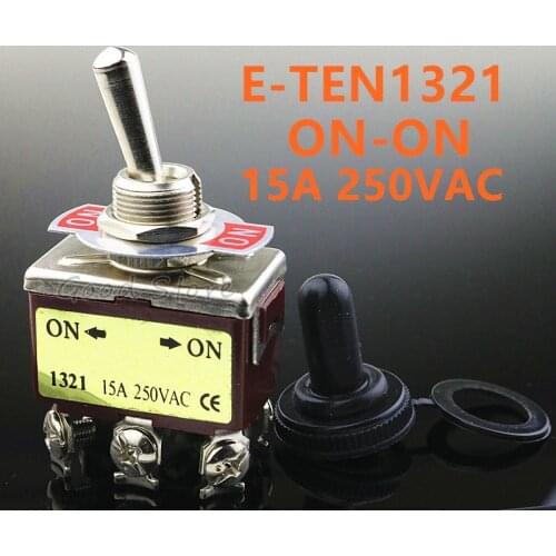 1pcs E-TEN1321 12mm 250V 15A 6 Pin ON-ON Toggle Switch Rocker Switch DPDT Brown