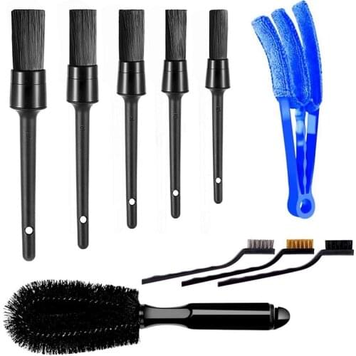 10pcs Auto Car Detailing Brush Set Car Interior Cleaning Kit Interior Dashboard Engines Leather Wheel Cleaning Brush