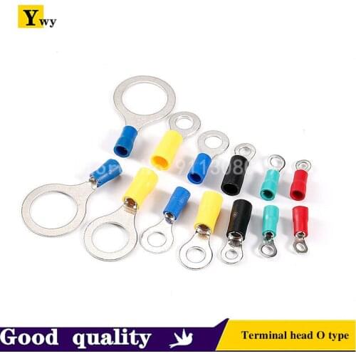 100PCS RV1.25/2/3.5/5.5-3-4-5-6-pre-insulated round terminal head O type red yellow blue black green