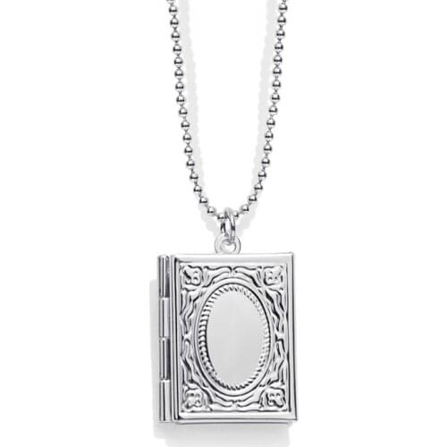 20pcs/Lot Book Photo Frame Pendant Necklaces Floating Locket Can Open for Couple Memorial Jewelry Gift Wholesale