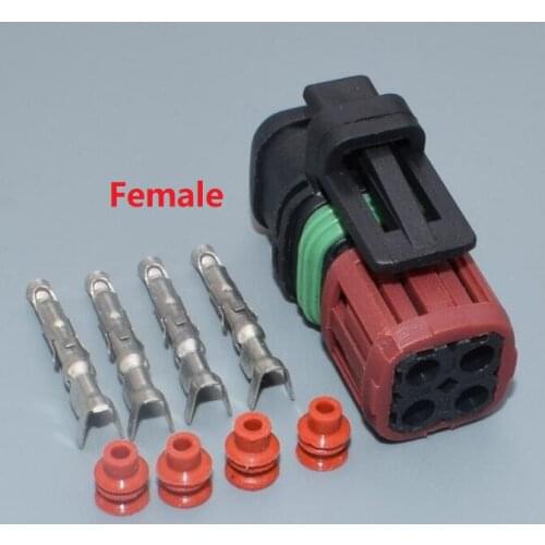 200 sets 4pin housing electrical plug auto waterproof female wire harness cable connector 1337352-1 Free shipping