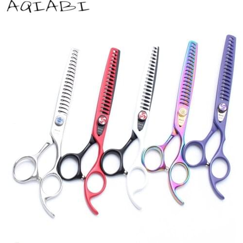 A4004 7.0'' 8.0'' AQIABI Professional Dogs Cats Pets Hair Shears Hairdressing Scissors 18/23 Teeth Fishbone Thinning Shears