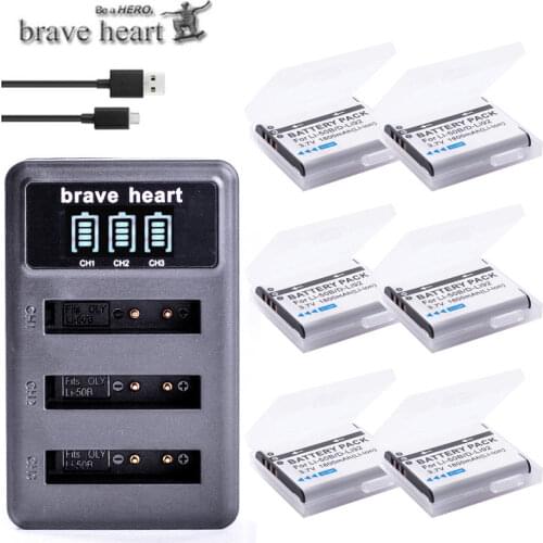 6x bateria LI 50B LI-50B Battery + LCD USB charger For Olympus Stylus 1020 1030 8000 u-1010 u-1020 PENTAX Optio I-10 X70 Camera