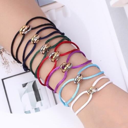 Zlxgirl high quality hot stainless steel bracelet 3 metal buckle ribbon lace up chain bracelet silk string hand make bracelet