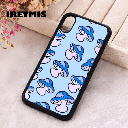 Iretmis 5 5S SE 2020 phone cover cases for iphone 6 6S 7 8 Plus X Xs XR 11 12 MINI Pro Max Soft Silicone Blue Shrooms Pattern