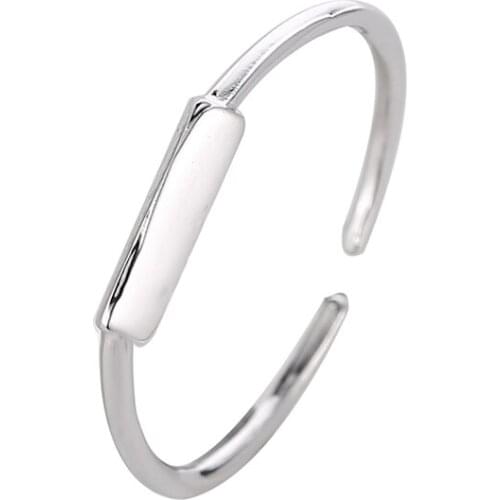 Black Silver Plated Geometric Cuboid Circular Ring Square Copper Rings For Students Female And Men Jewely Adjustable