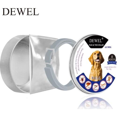 Dewel Pet Dog Collar Anti Flea Ticks Collar for Cat Dog Outdoor Adjustable Pet Accessories Repels Mosquitoes 8 Months Protection