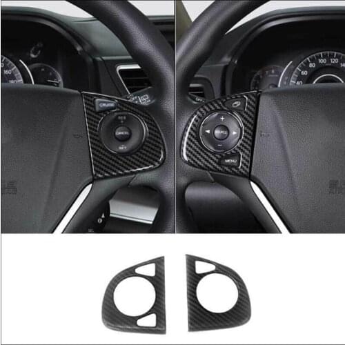 For Honda CRV CR-V 2012 13 14 15 2016 2PCS ABS Carbon Fiber Steering Wheel Button Cover Trim