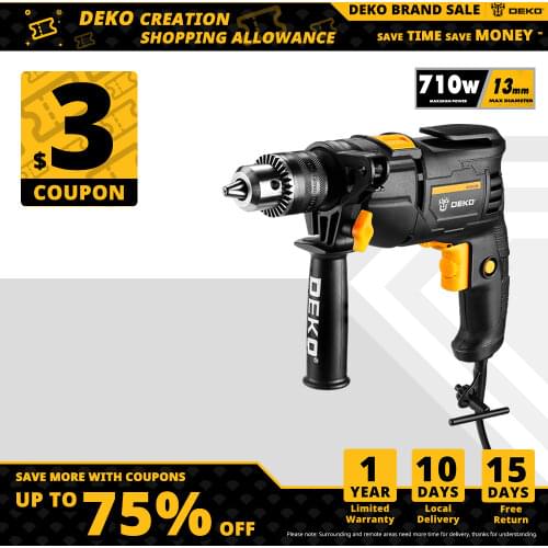 DEKO 220V Electric Screwdriver 2 Functions Electric Rotary Hammer Drill Power Tools Electric Tools(DKIDZ Series)