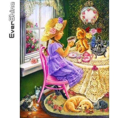 Evershine Diamond Painting Girl Portrait New Arrival Diamond Embroidery Cartoon Cross Stitch Mosaic 5D DIY Child Handmade Gift