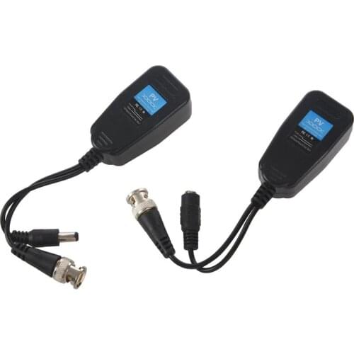 HD-CVI/TVI/AHD Passive Video Balun with Power Connector and RJ45 CAT5 Data Transmitter 1 Pair