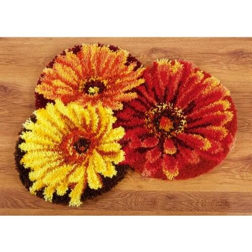 Handmade carpet Flowers Hook Rug Kit DIY Unfinished Crocheting Yarn Mat Latch Hook Rug Kit Pillows Carpet Set Wool for felting