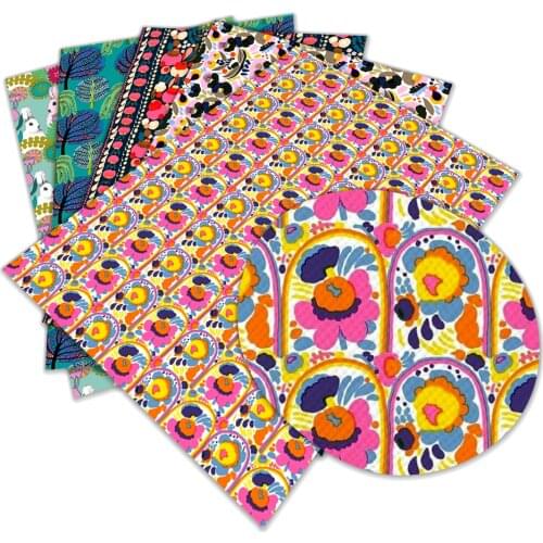 Artificial Style Dark Flower Print Pattern for Hair Bow Bags Shoes Crafts Material 30*136cm