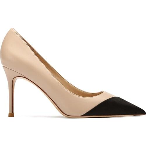 Wruchee dress shoes high heels shoes woman working shoes 8cm 10cm 12cm patchwork suede black big size 42