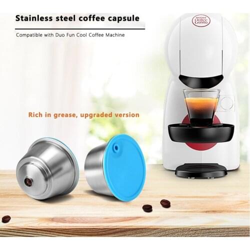 Coffee Pod Stainless Steel Refillable Coffee Cup Pod with Brush and Spoon Replacement for DOLCE GUSTO