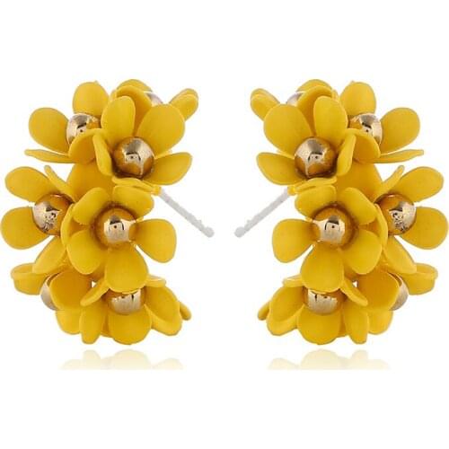 Korean multicolor flower half circle earrings ladies spray paint earrings boho personality trendy earrings