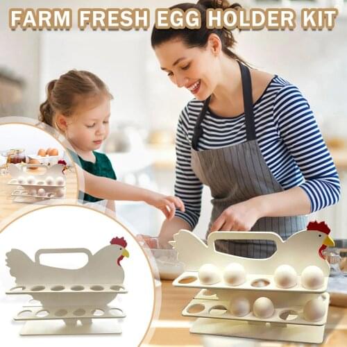 Kitchen Egg Storage Rack Wooden Hen Ornament Double Layer Egg Storage Box Easter DIY Kitchen Accessories Organizer Items